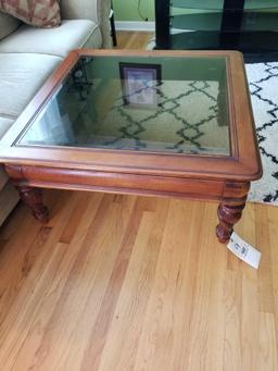 Coffee table with glass top