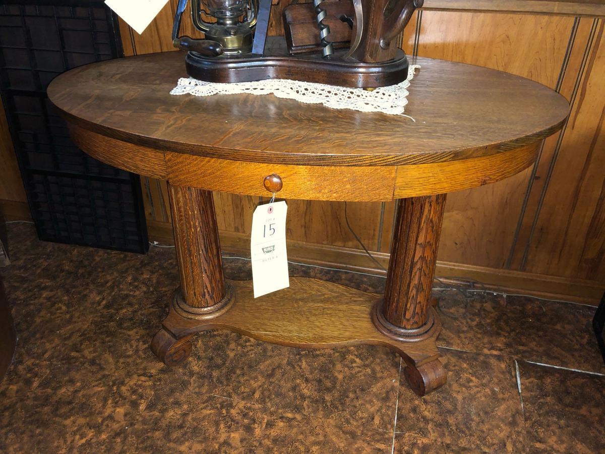 Oak Library Table with Draw