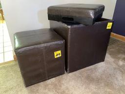 Storage box w/ matching stool, leather look.