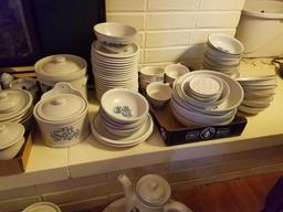 Large lot of faltzgraff dishes, canisters, cookie jar, salt crock