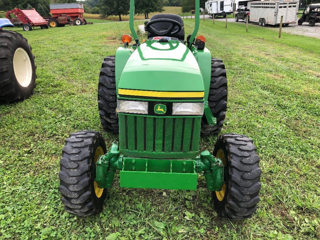 One owner JD 3005 4WD gear drive with Hi-Lo 3 pt. rops, 1214 hrs, diesel, PTO