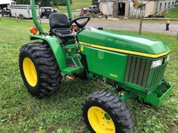 One owner JD 3005 4WD gear drive with Hi-Lo 3 pt. rops, 1214 hrs, diesel, PTO