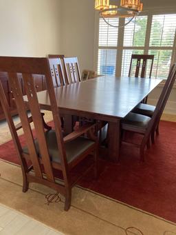 Stickley Highlands Trestle Table with 2 leaves, 8 chairs