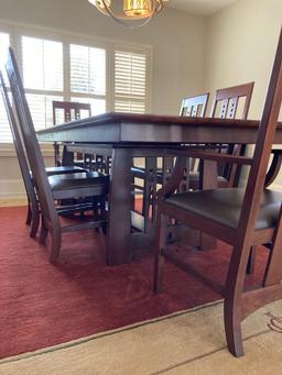 Stickley Highlands Trestle Table with 2 leaves, 8 chairs