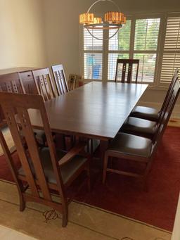 Stickley Highlands Trestle Table with 2 leaves, 8 chairs