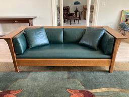 Stickley Mission Oak/Leather Style Prairie Settee sofa/couch