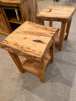 Matching Rustic Wood End Stands