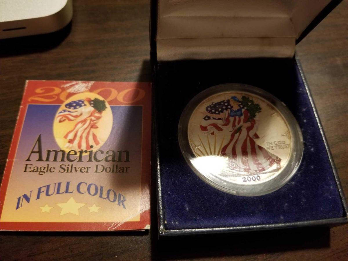 2000 American Eagle silver dollar, colorized