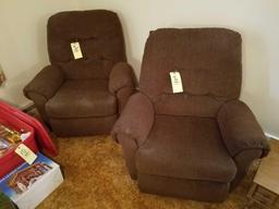 Pair of brown matching recliners