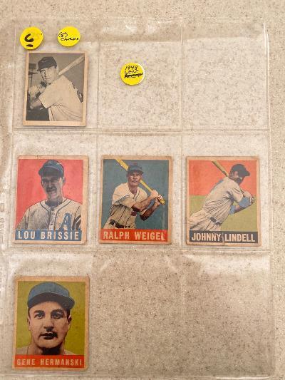 (5) 1948 Leaf baseball cards.