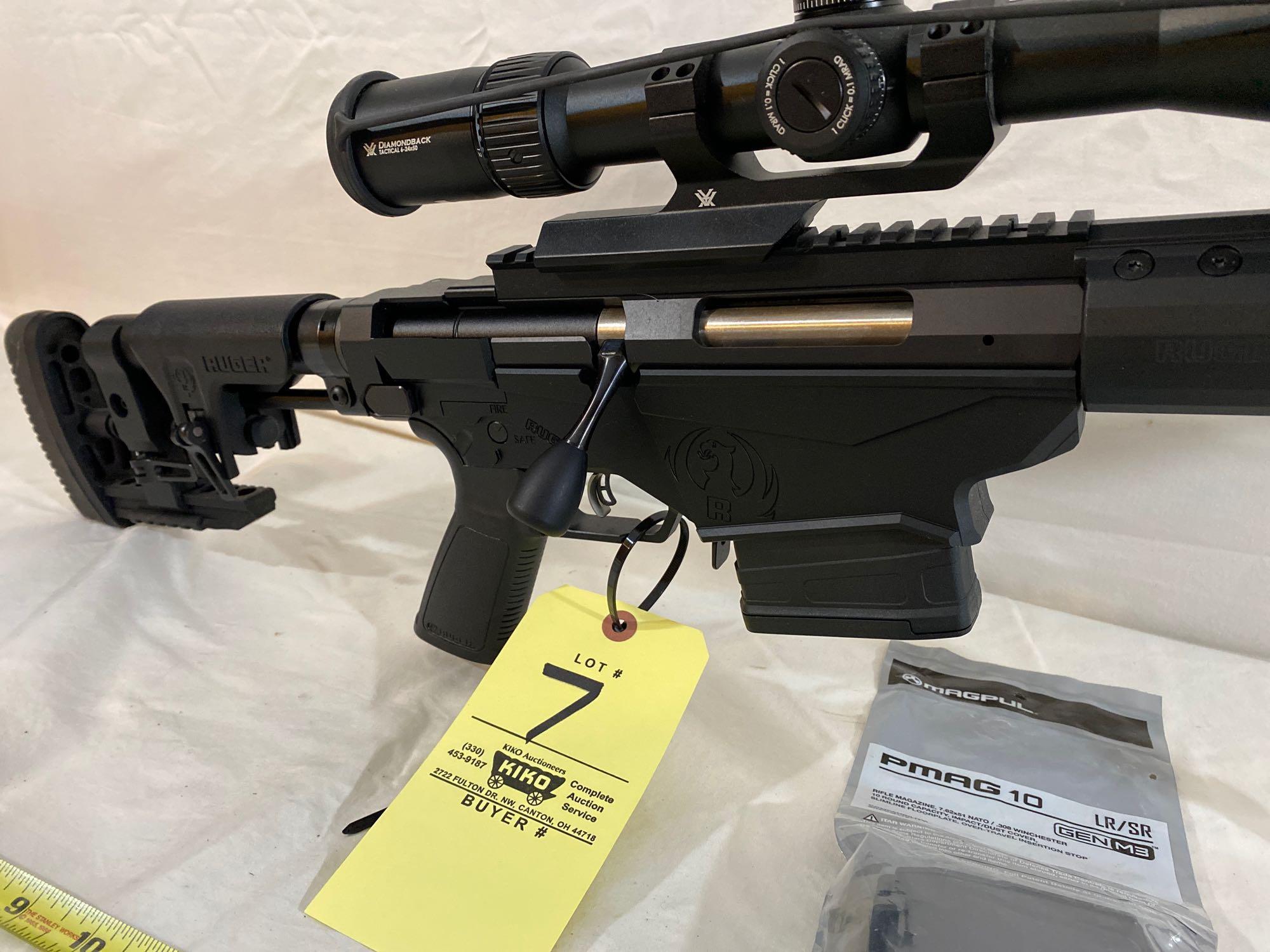Ruger Precision .308, never fired, with box. Two magazines. SCOPE SOLD SEPARATELY