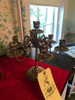 Silver crest cake stand, brass candle holder, painted slate, mirror, Longaberger basket