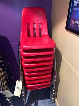(10) Red Plastic Chairs