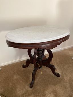 Mahogany marble top stand