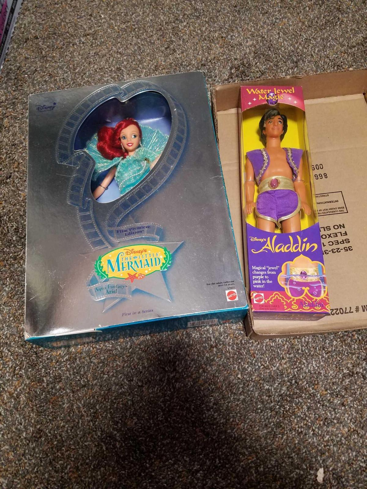 Aladdin and little mermaid barbie dolls