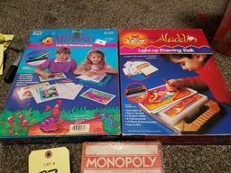 Aladdin, little mermaid drawing desks, monopoly game