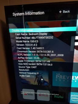 Vizio 65" smart tv about 2 years old