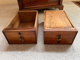 Old 5-drawer doll size chest, 18" tall x 14" wide.