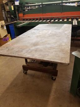 4ft x 8ft homemade layout table on casters