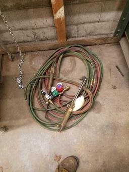 Torch oxy acetylene gauge and hose set, cutting tip