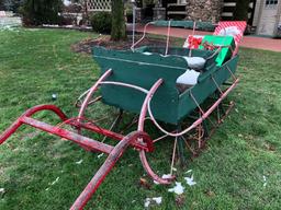 Horse drawn wagon sleigh with gift boxes