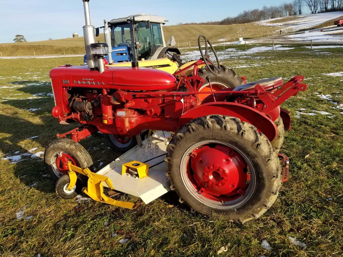 1956 IH McCormick Farmall 100 with 7' hyd Wood 306 belly mower