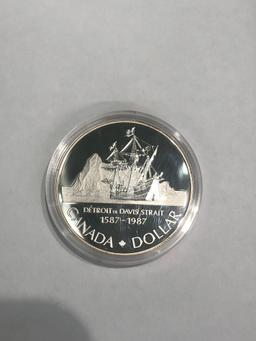 Canadian silver dollar coin 1987