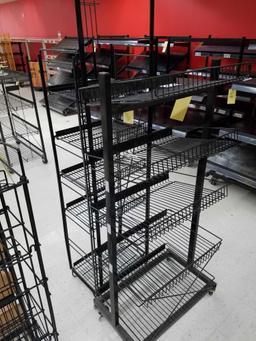 2 wire rack displays, one with casters
