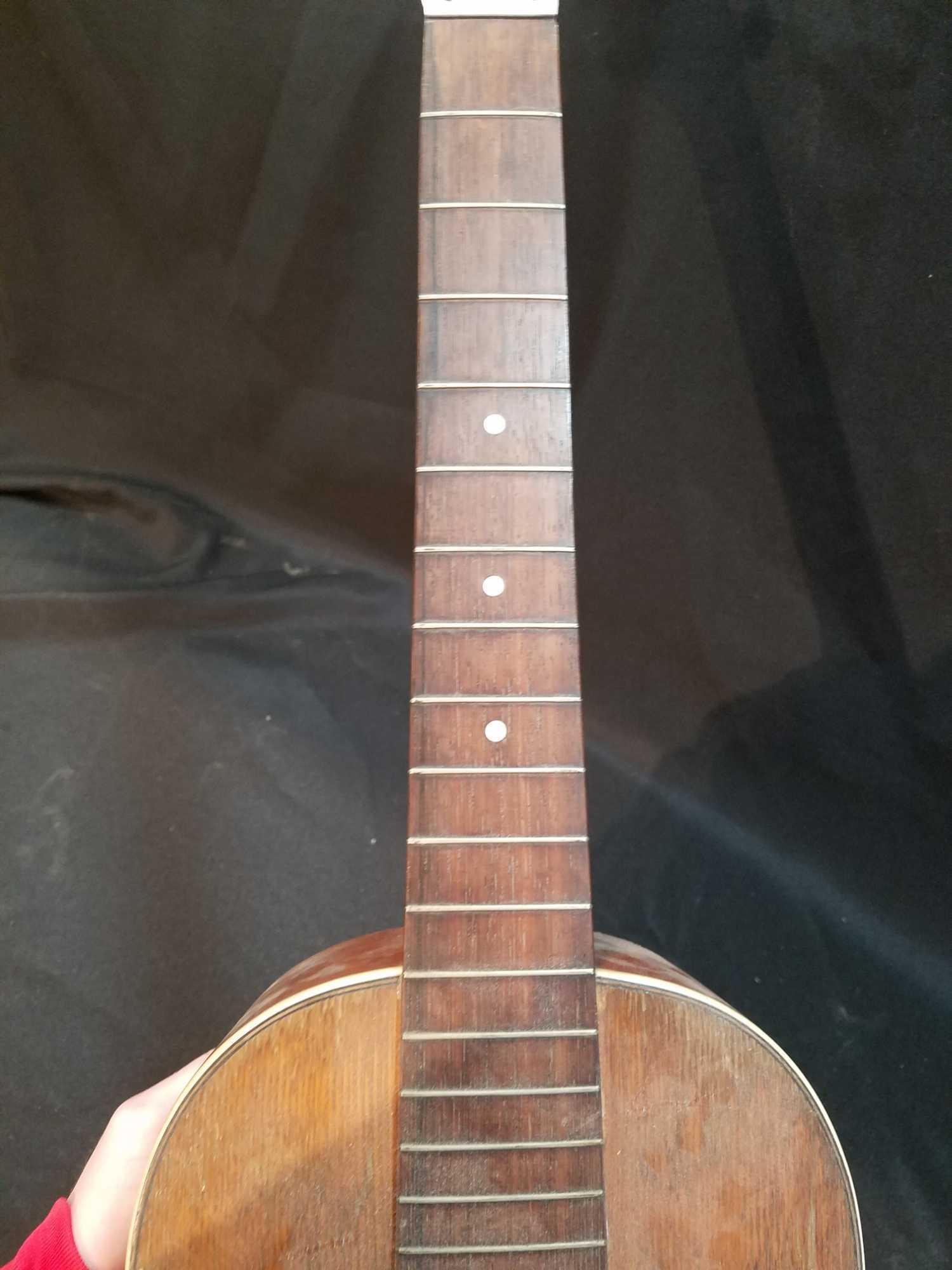 Late 1800s to early 1900s parlor guitar, missing strings, 36 inches long