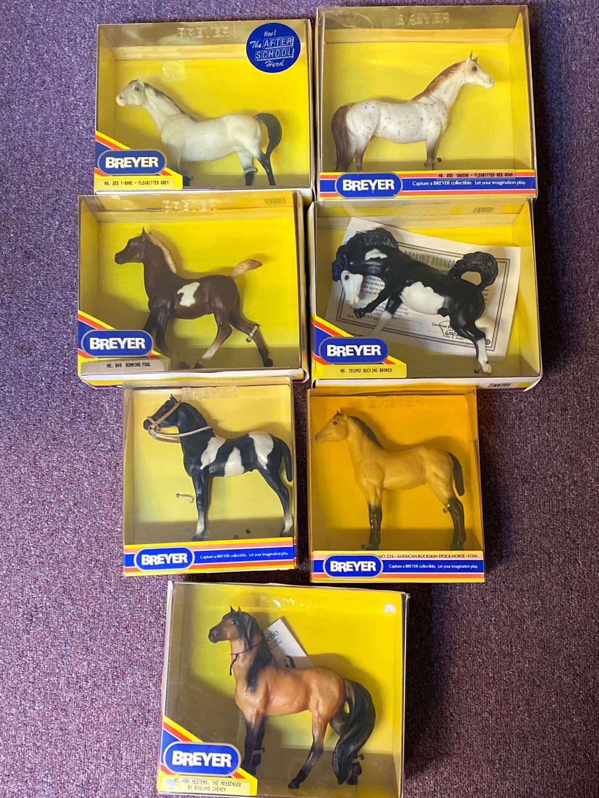 7 Breyer collector series horses in boxes