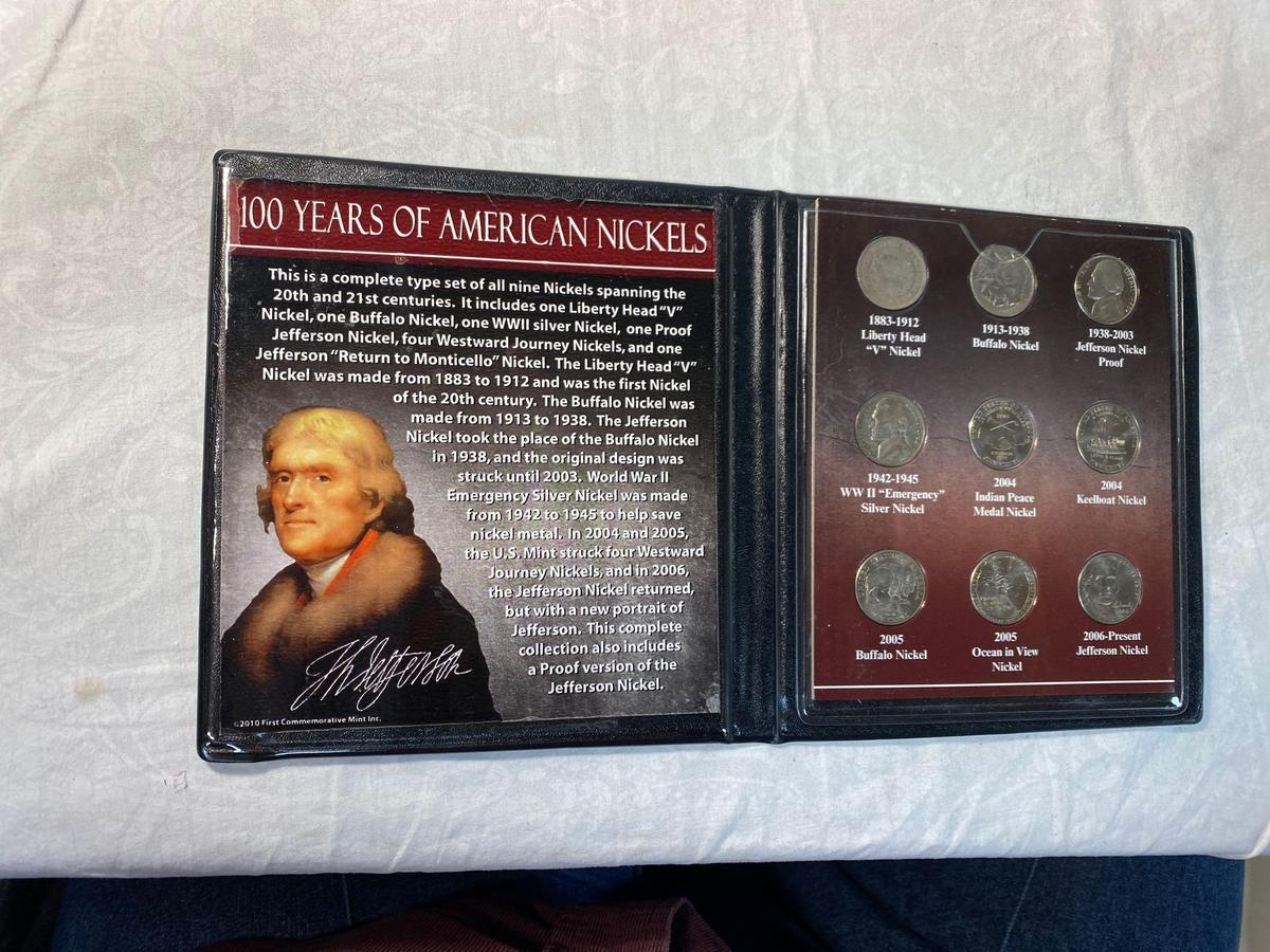 "100 Years of American Nickels" set. Nine nickels.