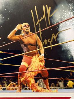 Hulk Hogan signed photo, 22 x 14 frame, Pinpoint Signature Authenticators COA #107227.