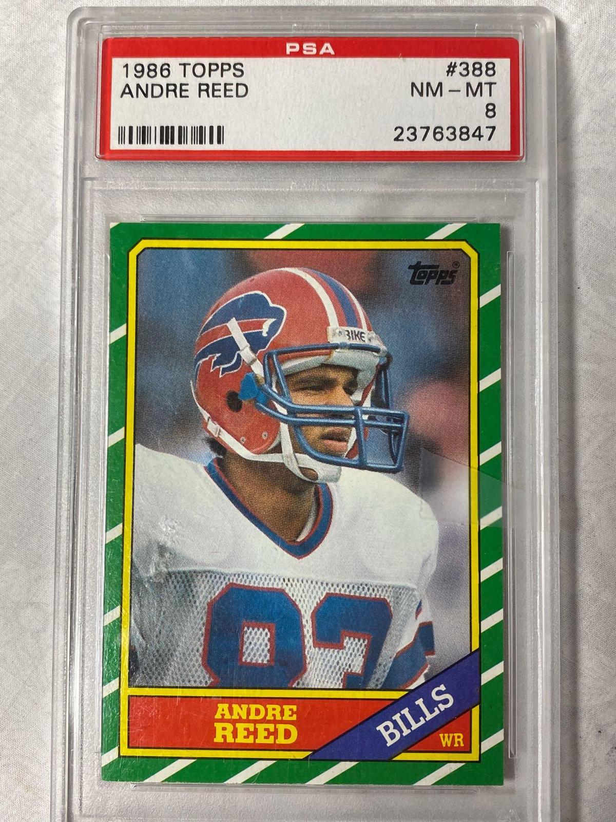 1986 Topps #388 Andre Reed card, PSA NM-MT 8 grade.