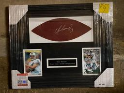 Dan Marino signed panel from a game used football, 22 x 18 frame, Pinpoint Signature Authentication