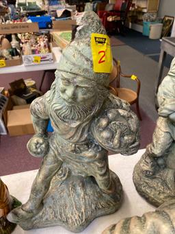 Cement gnome yard statues 3 total