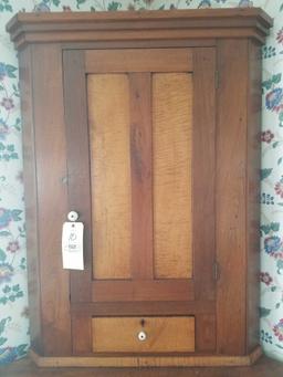 2 piece step back corner cupboard with burl drawers