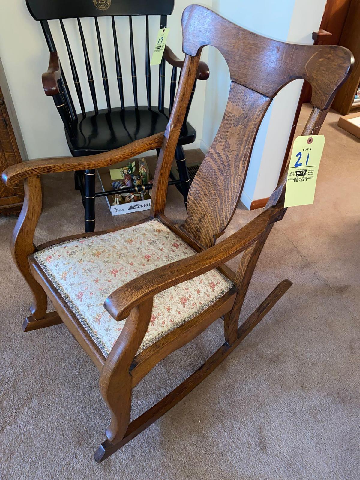 Antique Oak padded rocker