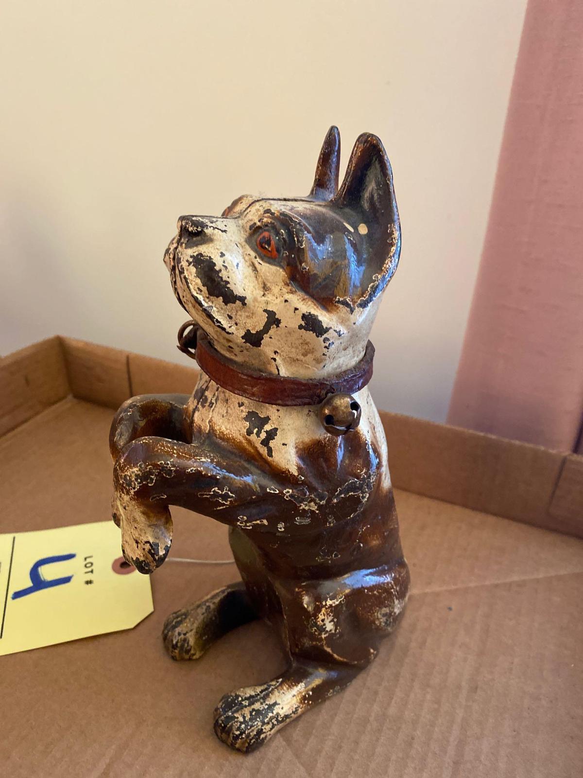 Painted cast iron dog