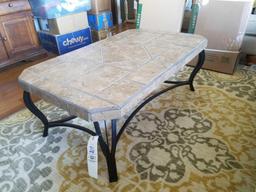 2 piece tile top end table set, end table and coffee table