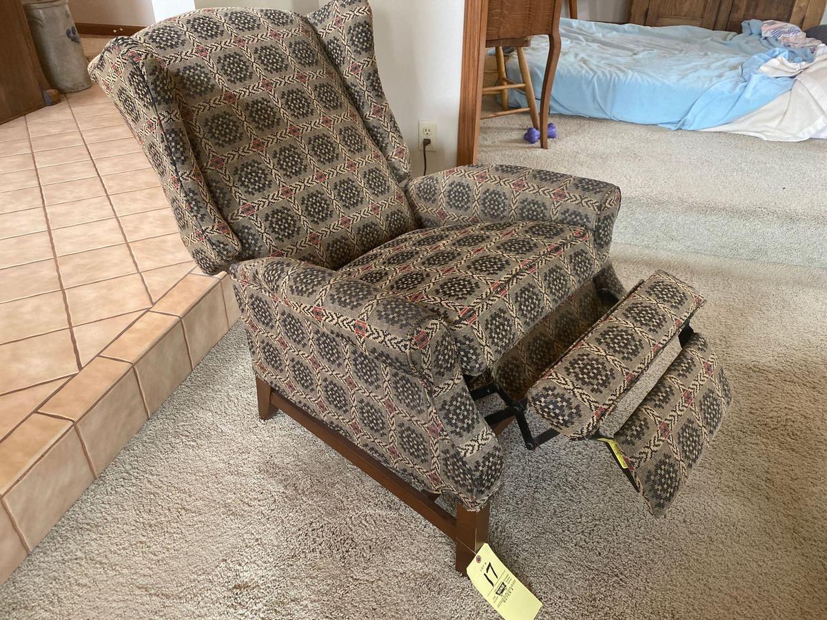 Upholstered recliner.