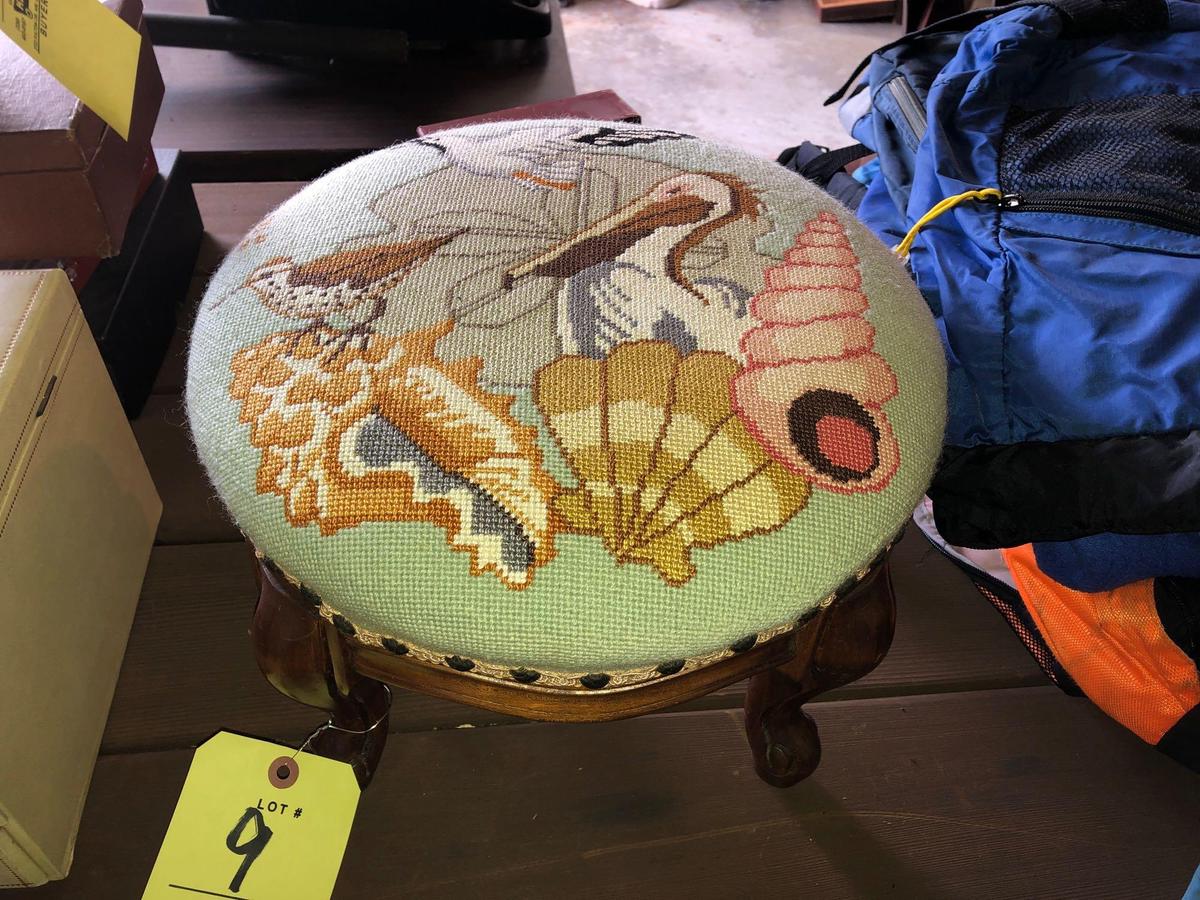 Neetlepoint ocean scene stool