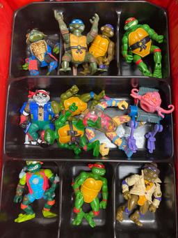 Teenage Mutant Ninja Turtles action figures in case TMNT