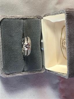 18K white gold bridal ring set w/.9ct and .25ct diamond & accent diamonds - 2.8 DWT