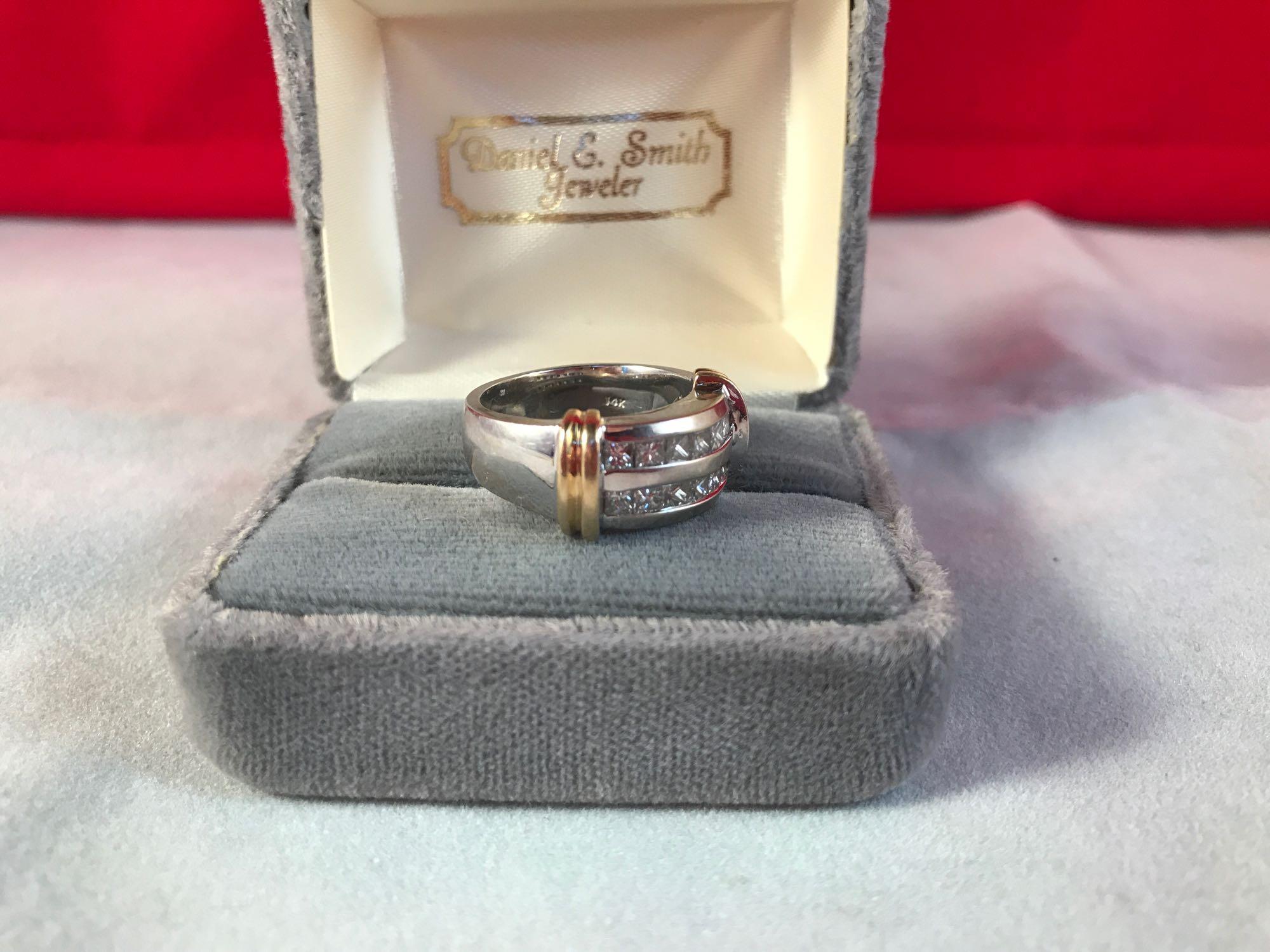 14K two tone gold approx. 1ct total diamond ring - 7.5 DWT
