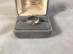 14K white gold channel set ring w/approx 3/8 ct total diamonds - 3.7 DWT