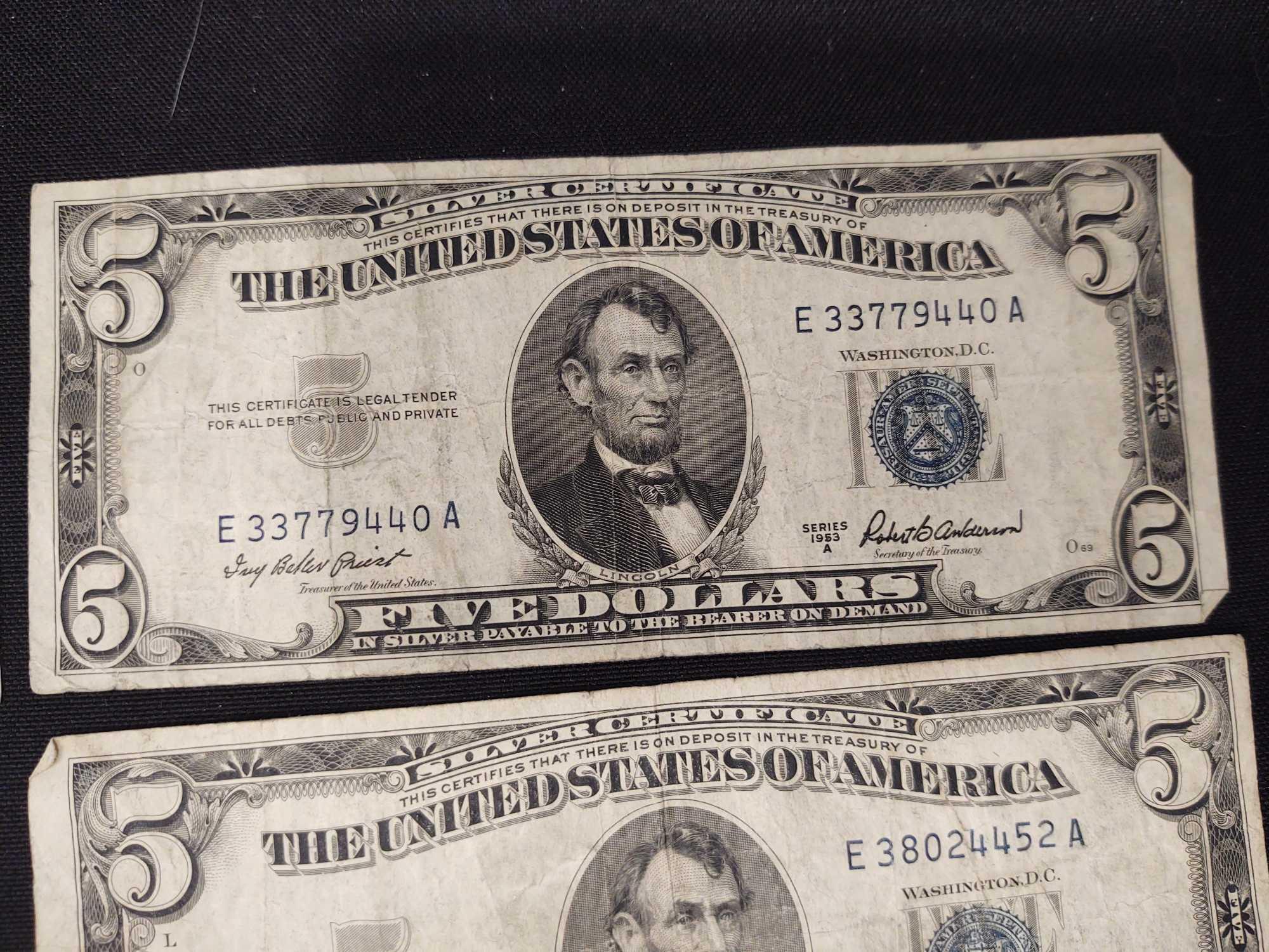 $5 Dollar Silver Certificate 1934 & 1953