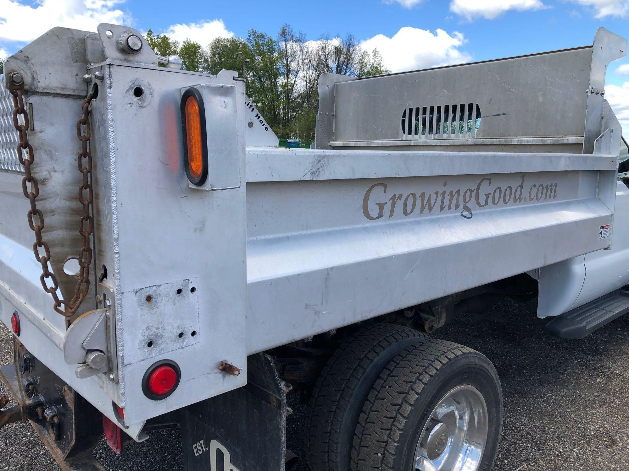 2012 Ford F450 4x2 with 8 ft aluminum dump 54,788 miles. Truck is one owner