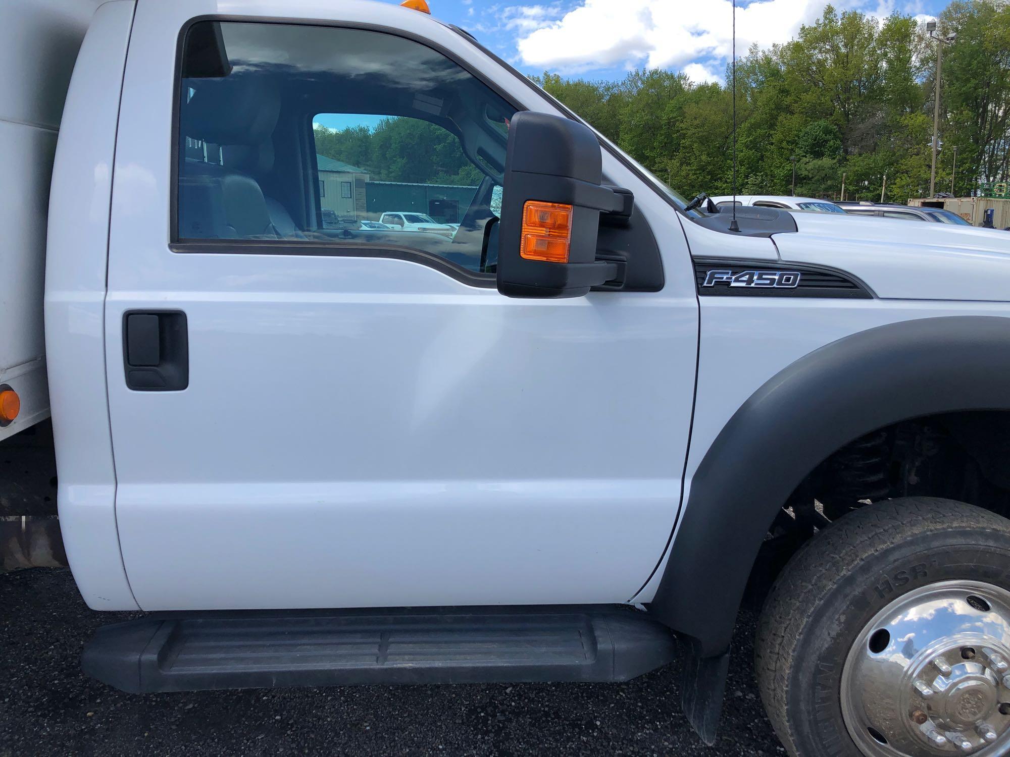 2012 Ford F450 4x2 with 8 ft aluminum dump 54,788 miles. Truck is one owner