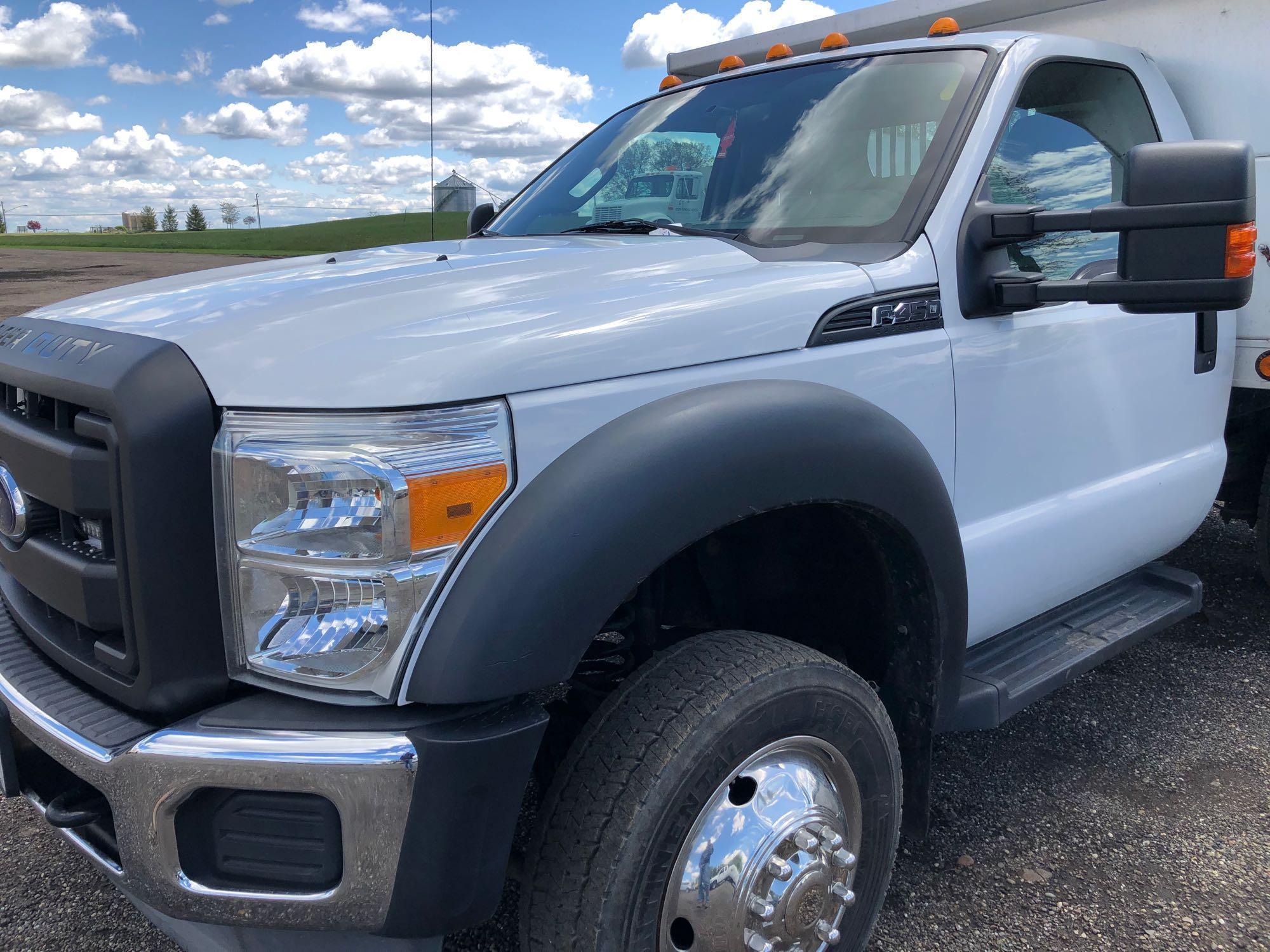 2012 Ford F450 4x2 with 8 ft aluminum dump 54,788 miles. Truck is one owner