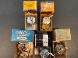 (5) Reels incl. Eagle Claw ECO, Higgins 3964, Shakespeare (Criterion 1964, 1744, 1920).